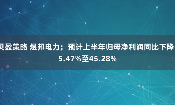 贝盈策略 煜邦电力：预计上半年归母净利润同比下降35.47%至45.28%