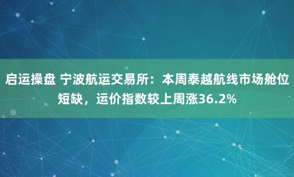 启运操盘 宁波航运交易所：本周泰越航线市场舱位短缺，运价指数较上周涨36.2%